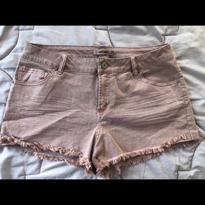 Pink denim shorts